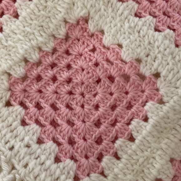 Handmade Crochet Pink and White Child Poncho - Picture 2 of 9
